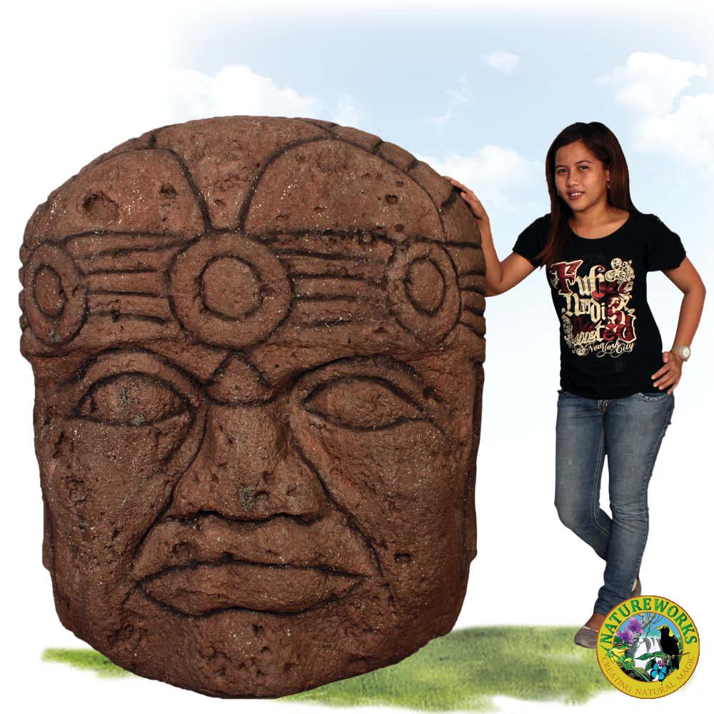 Natureworks Australia Olmec head - large - 100083 -shwon with lady