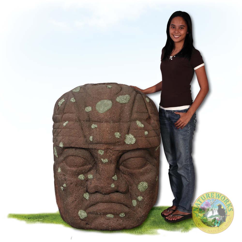 Natureworks Australia Olmec head - Medium - shown with lady - 100082