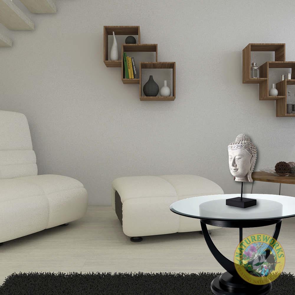 Natureworks Australia Angkor Wat Buddha head on base - Roman stone finish - 090043RS - shown on table