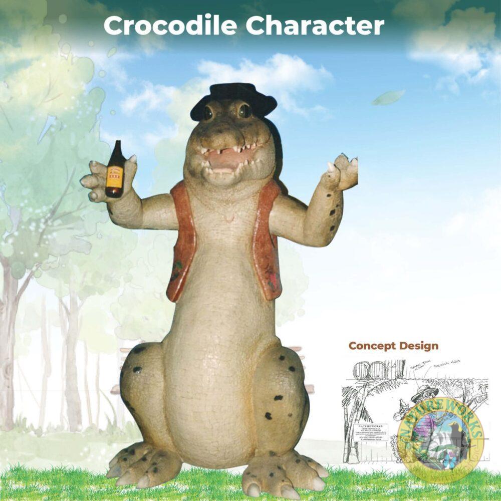 Crocodile Character - standing with vest and hat