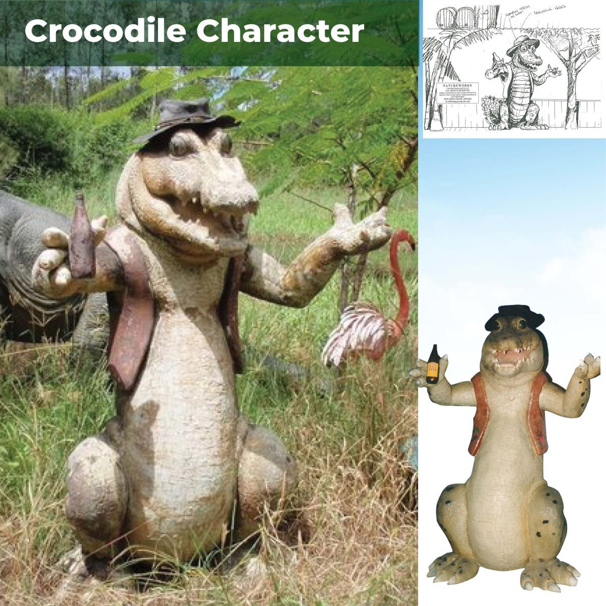 Natureworks Australia Crocodile Character - standing with vest and hat