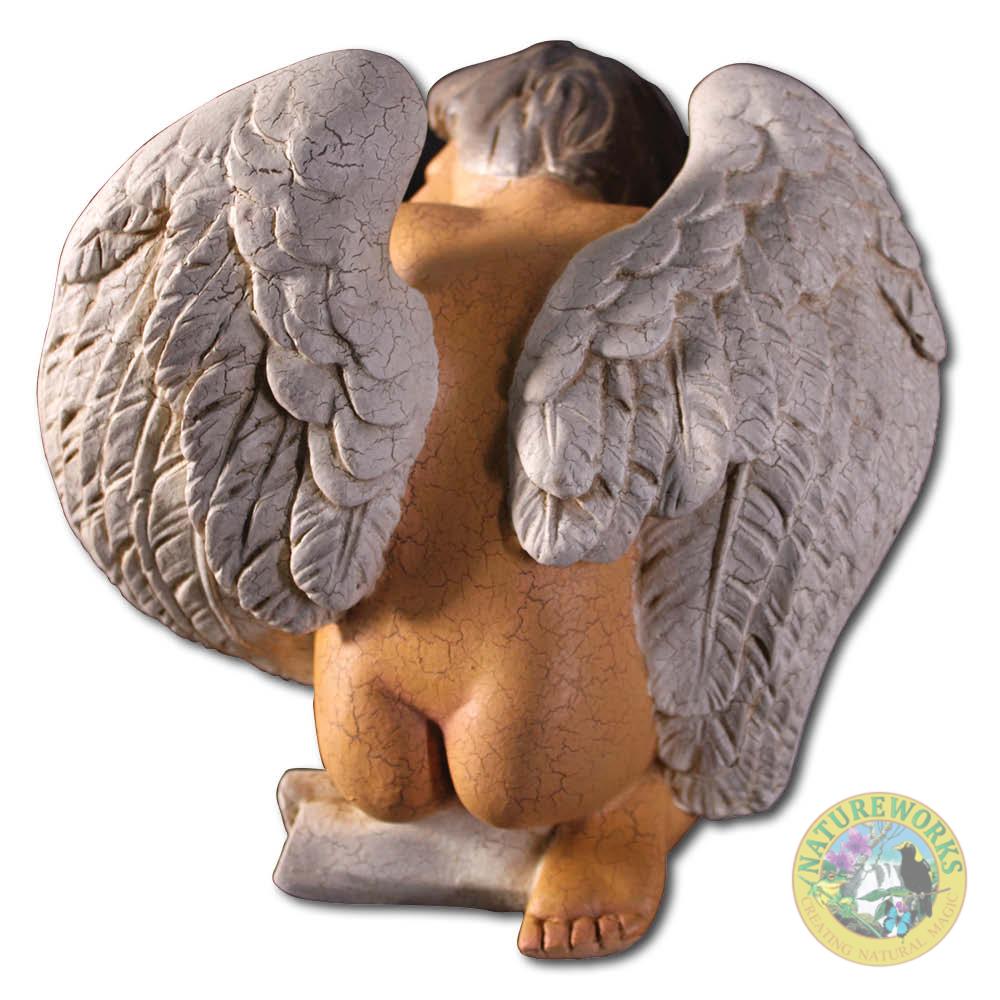 Natureworks Australia Cherub sleeping - Antique cracked finish - 010302AC - showing rear view