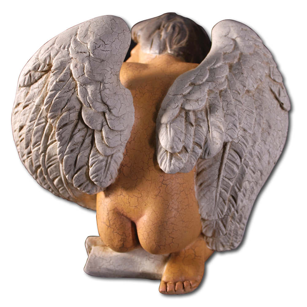 Natureworks Australia Cherub sleeping - Antique cracked finish - 010302AC - showing rear view