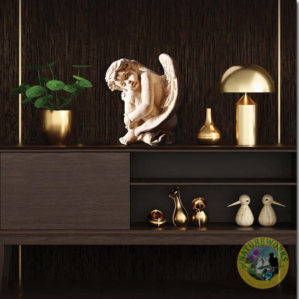 Natureworks Australia Cherub sleeping - roman stone finish - 010302RS - shown in cabinet