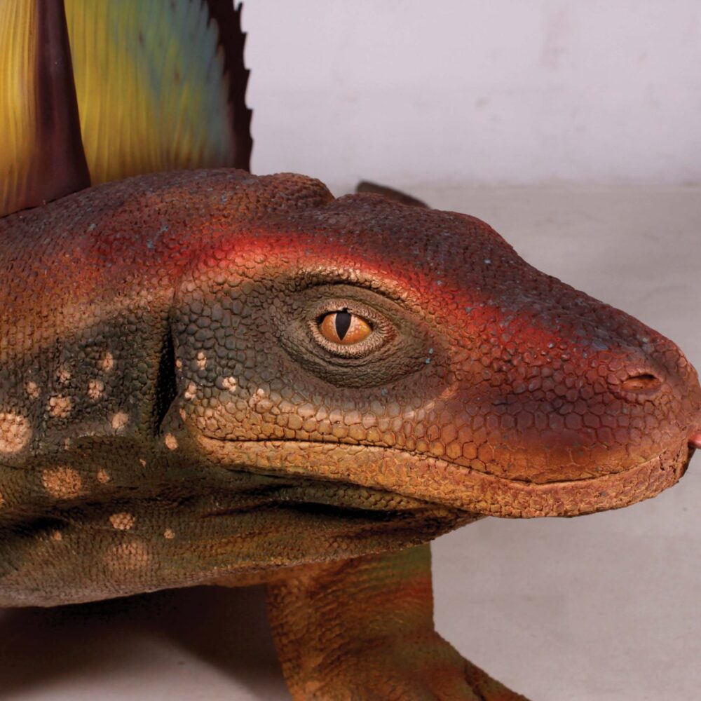 Natureworks - Dimetrodon Dinosaur - shown in prehitoric landacape - head view-090050