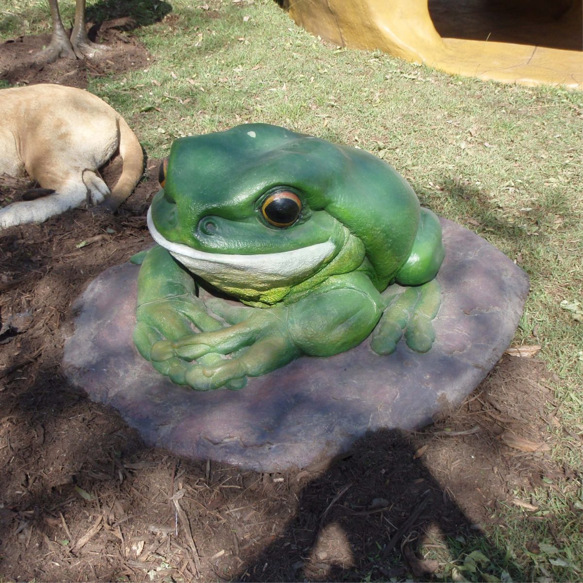Natureworks Australia Green Tree Frog on Rock – Giant – 190012Rock - shown outside on rock in outside