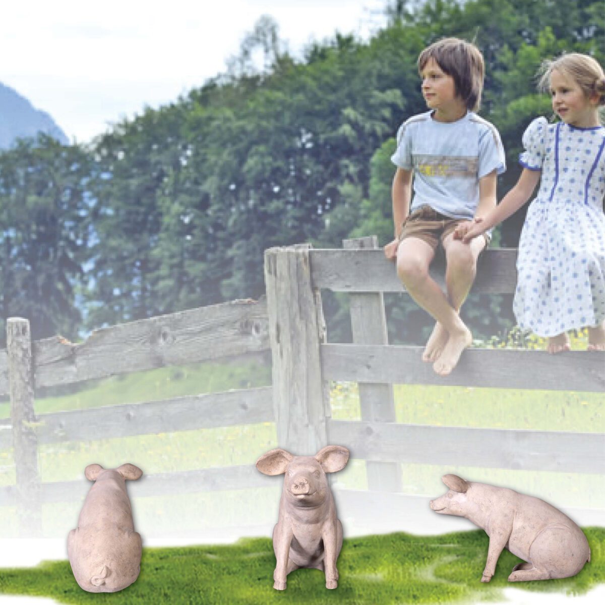 Natureworks Australia Natureworks Pig sitting - small - Roman stone - 020601RS with background