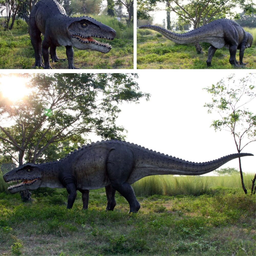 Various Views of Postosuchus Dinosaur -Sculpture Prehistoric crocodile-like features - 120013- showing various views