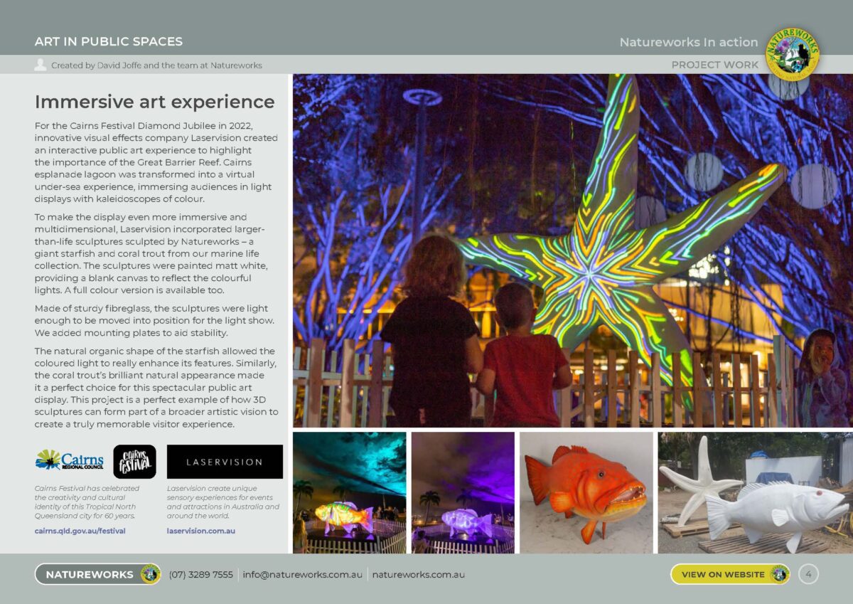 Natureworks Australia Coral Trout -Giant White used for public art laser light display -Cairns