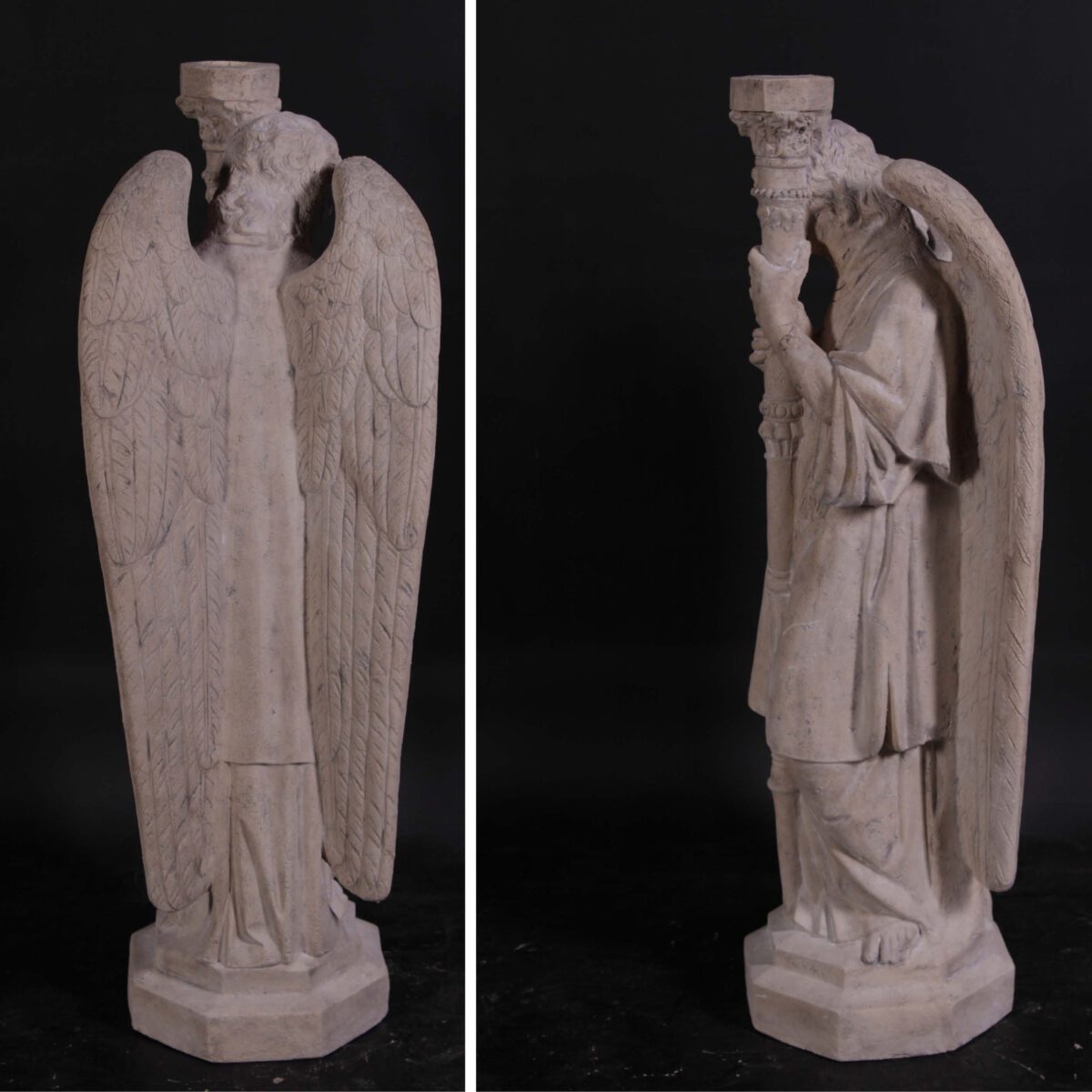 Natureworks Australia San Gabriel - Torchiere - Free standing - Roman stone - candle holder - 030711RS - Left and Right available - Showing rear and side view