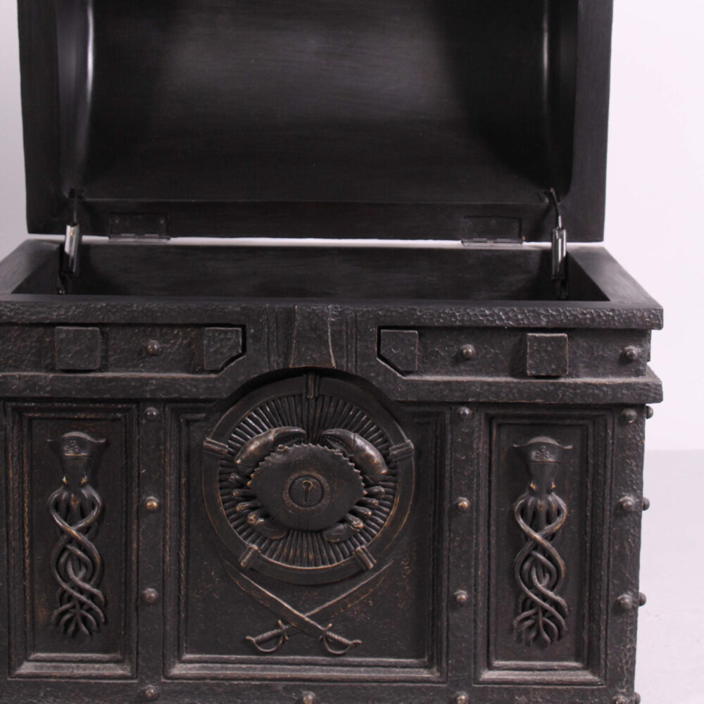 Pirate treasure chest - life-size prop with hinged list - showing front view detail - SKU 080029
