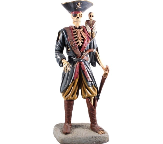 Pirate Skeleton Statue with Monkey ft