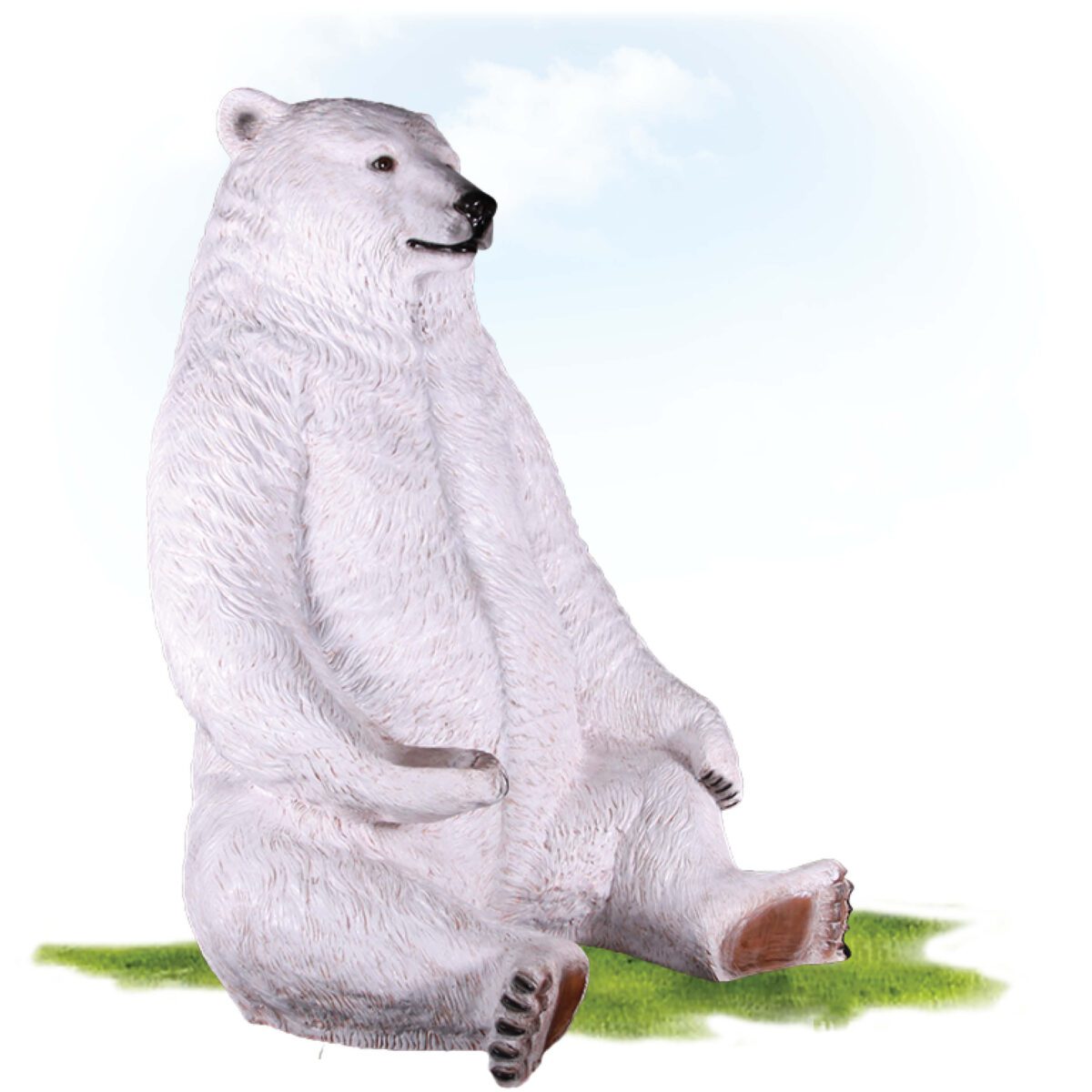 Natureworks Australia Polar Bear - Jumbo in sitting pose - 130086 - Photo Opportunity - for shopping centres and events - Christmand or winter wonderlands - showing front angle view