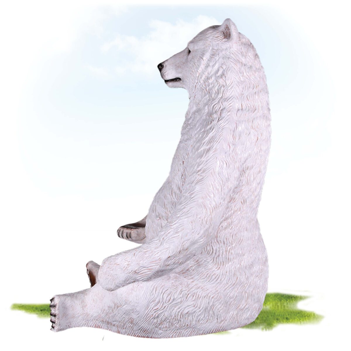 Natureworks Australia Polar Bear - Jumbo in sitting pose - 130086 - Photo Opportunity - for shopping centres and events - Christmand or winter wonderlands - showing - side view
