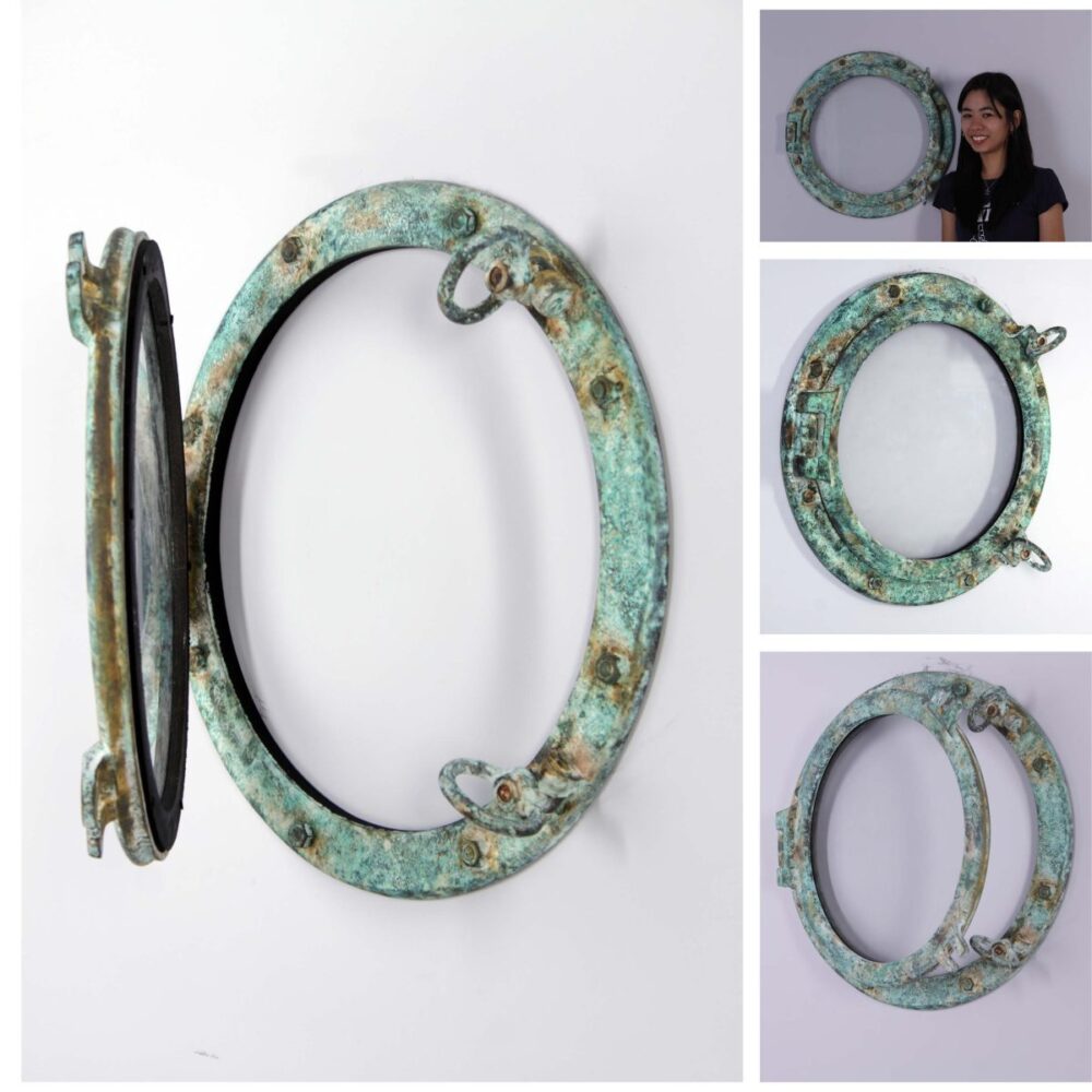 Port hole window - greenish bronze 51 cm - various views