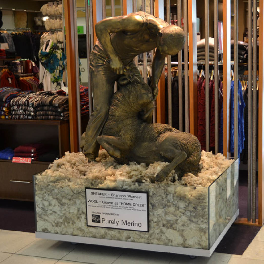 Natureworks Australia Sheep Shearer -Bronze Finish 110072BZ shown in shop display for purely merino wool