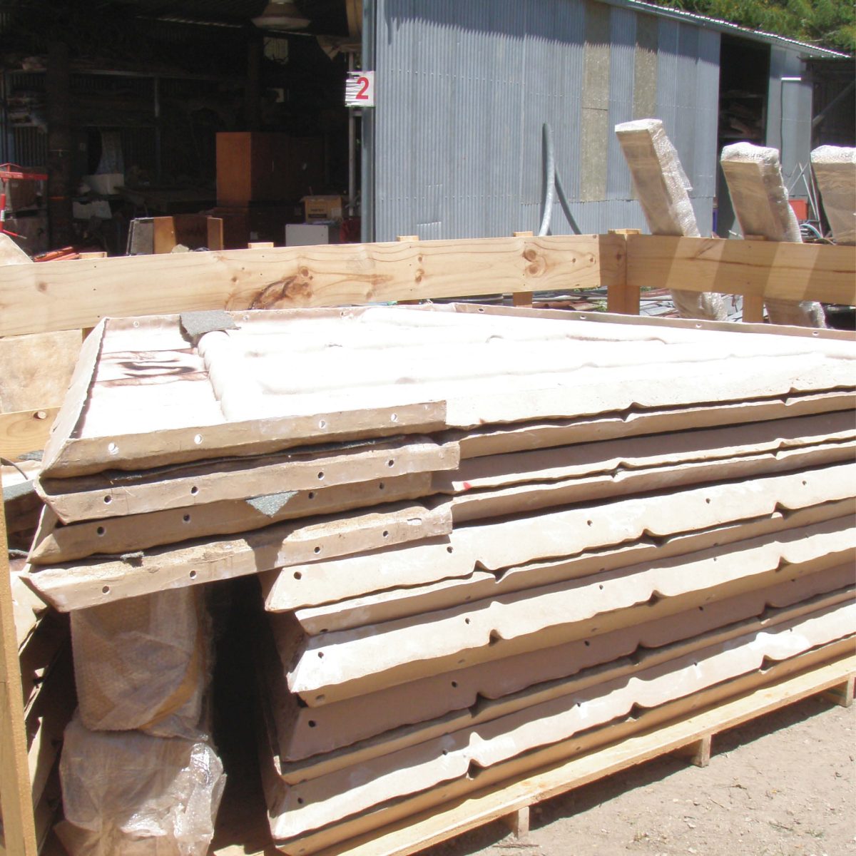 Natureworks Australia Pyramid - 7 metre base. Shown Hieroglyphics inside detail- - shown crated ready for delivery