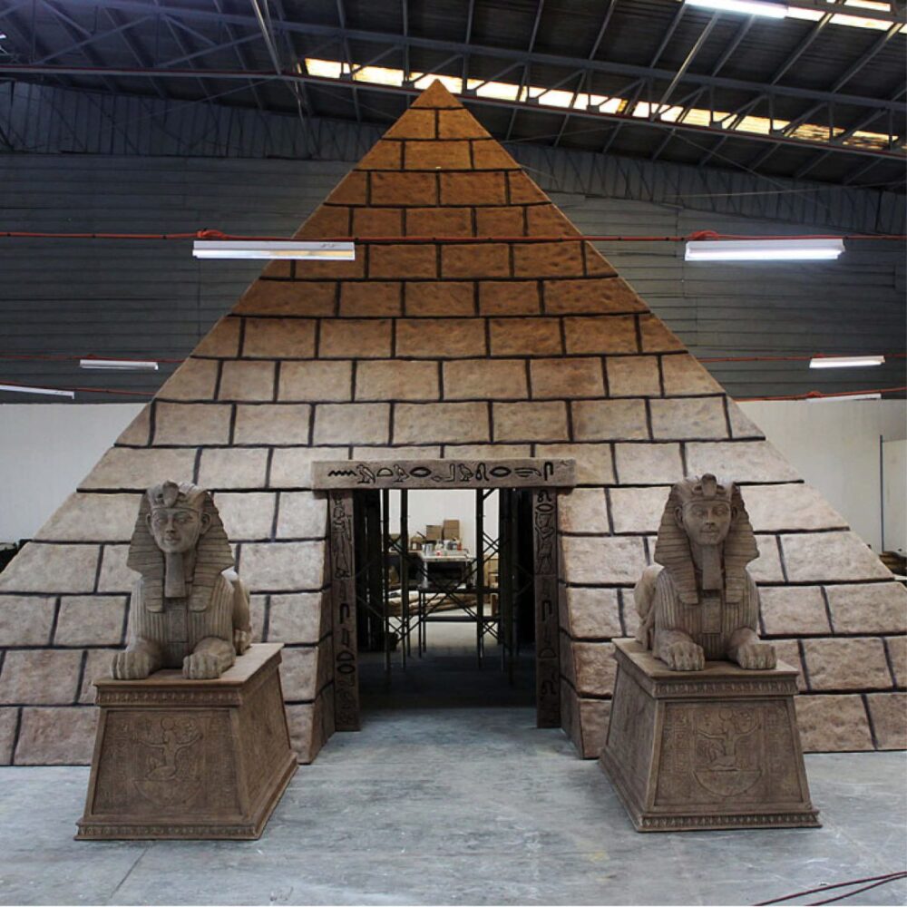 Pyramid 9.4m base front view - installed inside