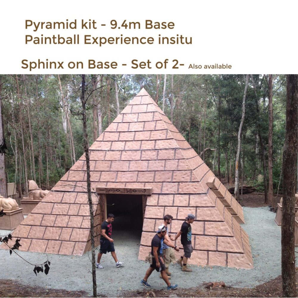 Pyramid 9.4m high shown completed insitu - Paintball field
