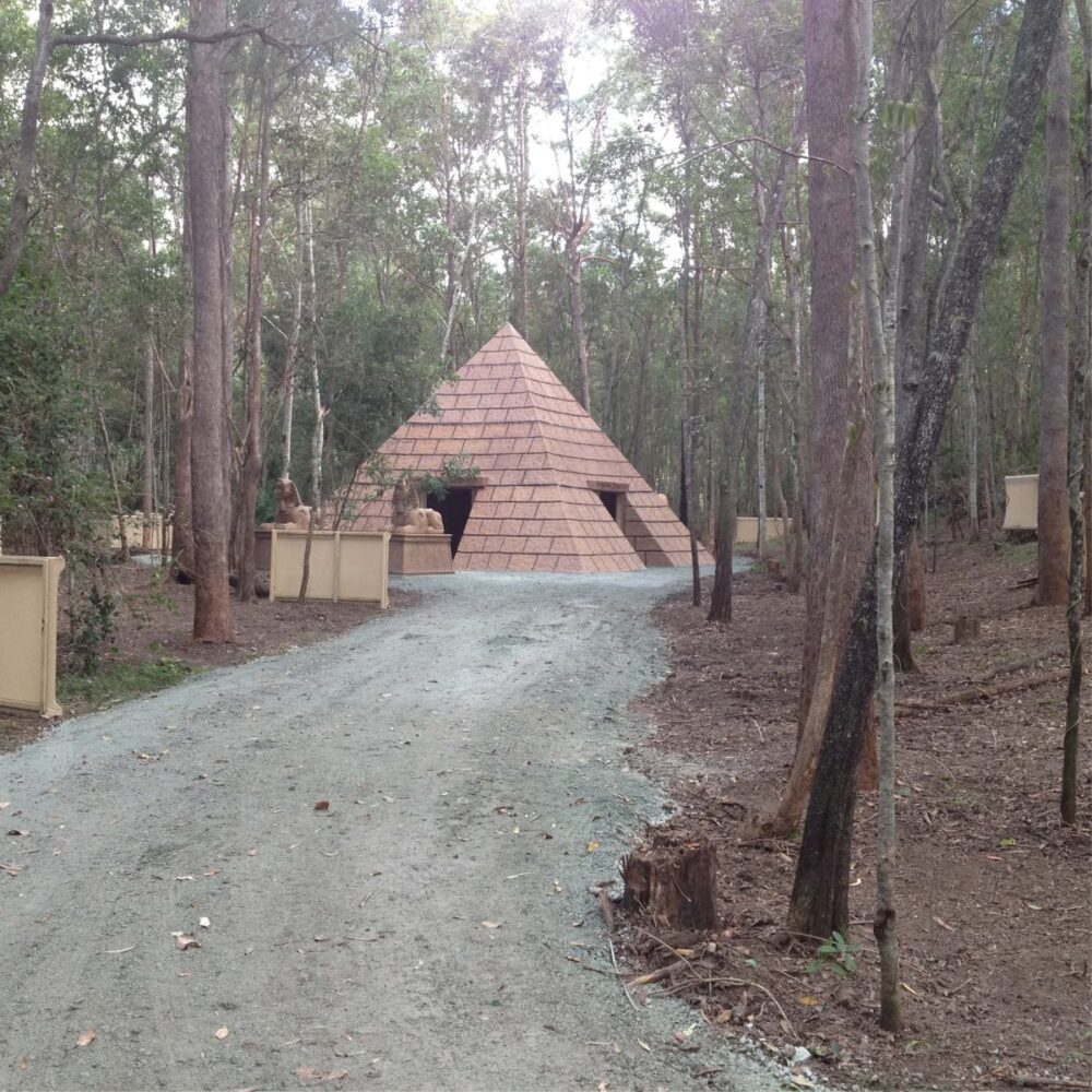 Pyramid 9.4m high shown completed - distant view