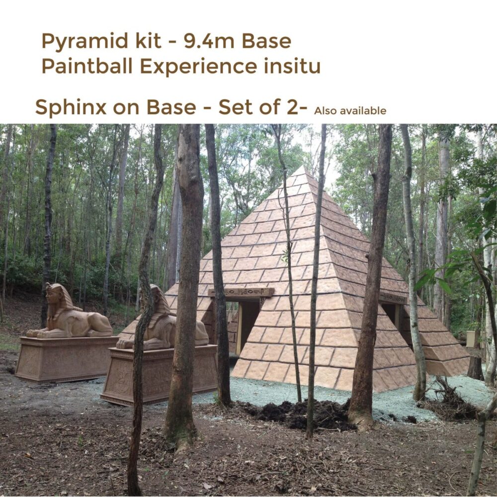 Pyramid 9.4m high shown completed - side view amonst trees