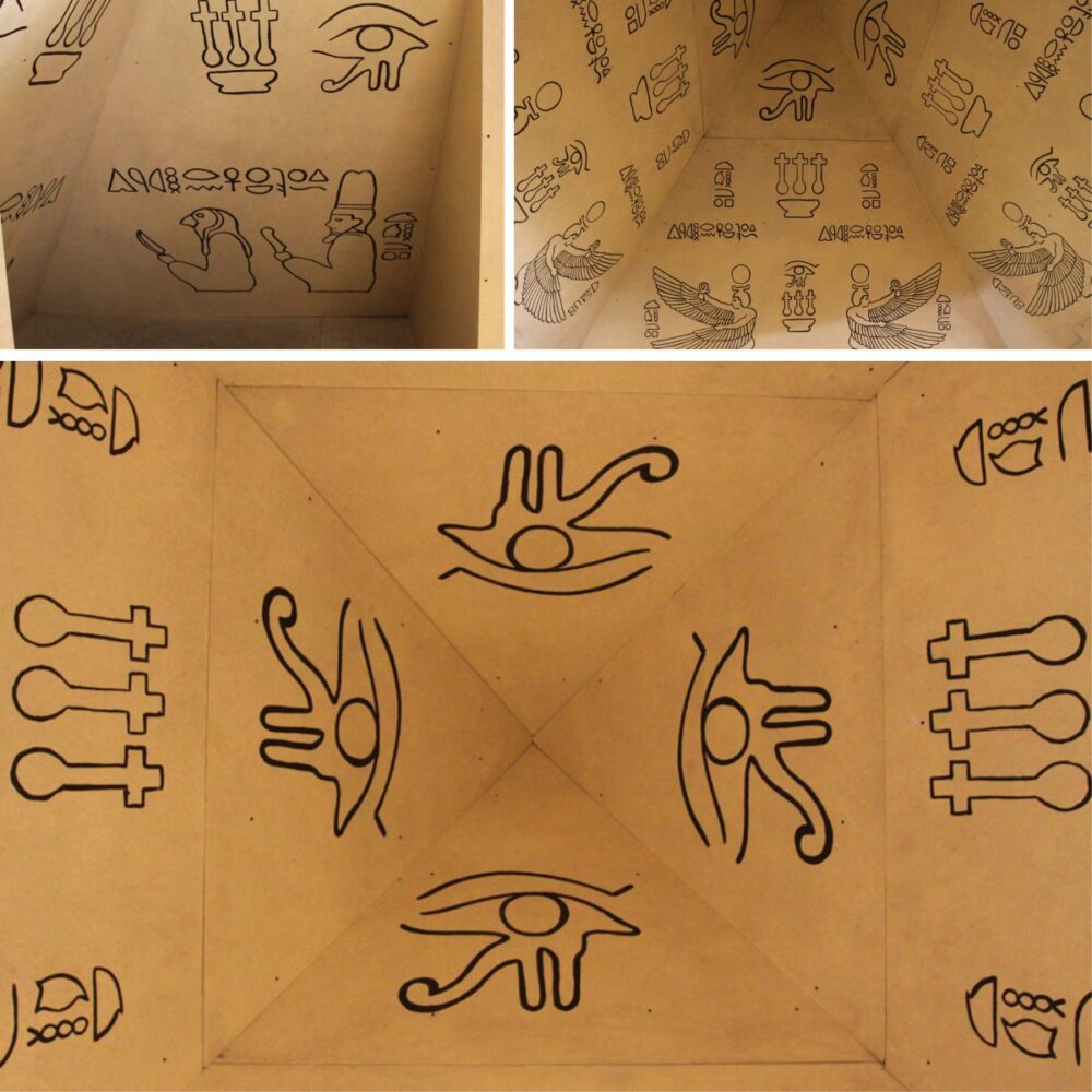 close up of Pyramid - internal detail of hieroglyphics on walls