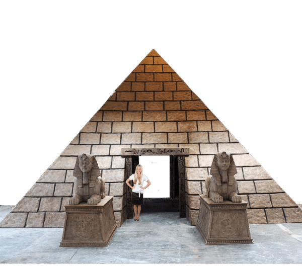 Pyramid m base with girl and sphinx