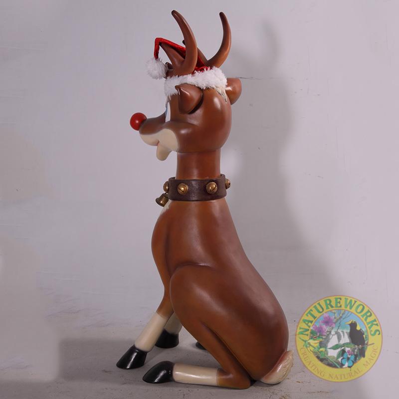 Natureworks Australia Funny Reindeer in sitting pose - christmas statue-SKU:080087 -rear angle view