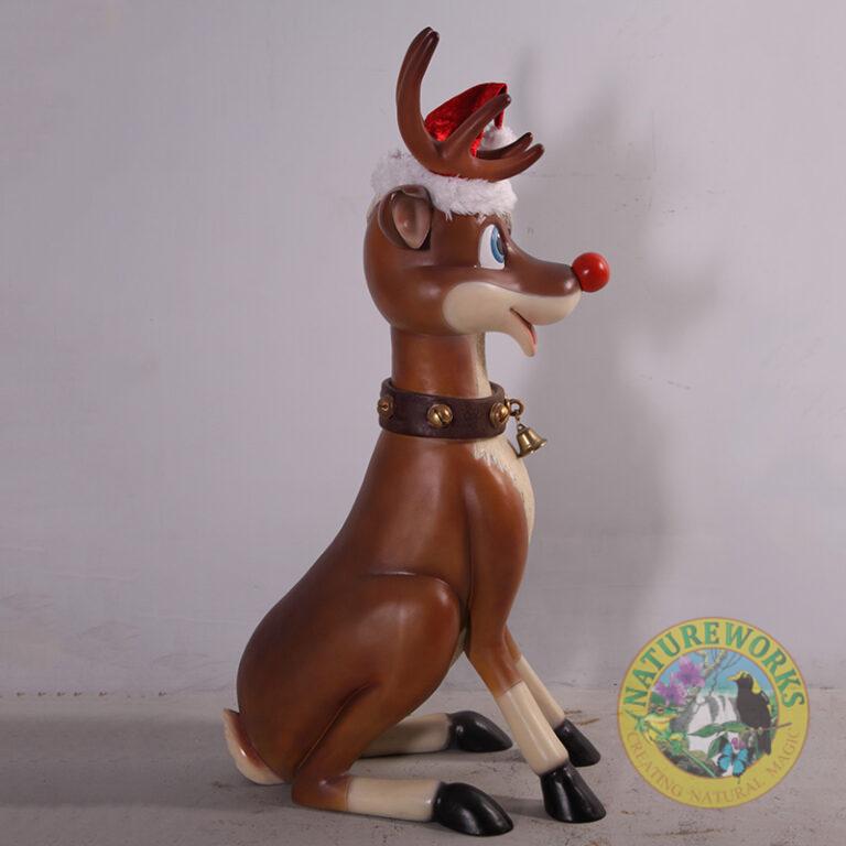 Natureworks Australia Funny Reindeer in sitting pose - christmas statue-SKU:080087 -side view