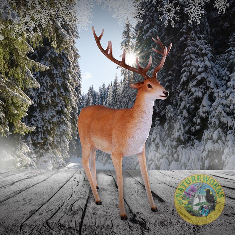 Natureworks Australia Christmas Seindeer - Scandinavian in standing pose - statue life size- 130062Natural finish- Fibreglass construction