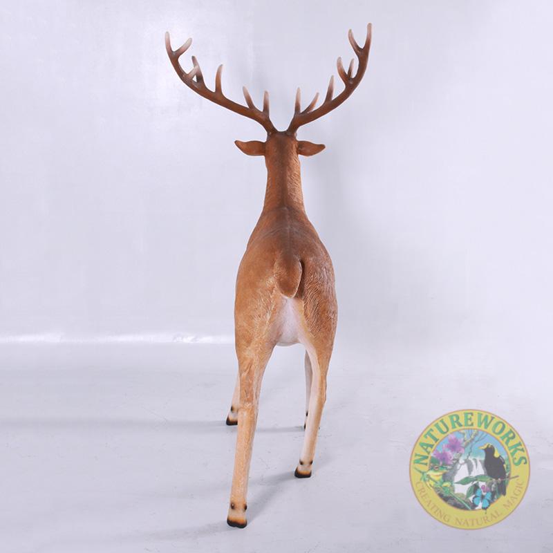 Natureworks Australia Christmas Seindeer - Scandinavian in standing pose - statue life size- 130062Natural finish- Fibreglass construction- rear view