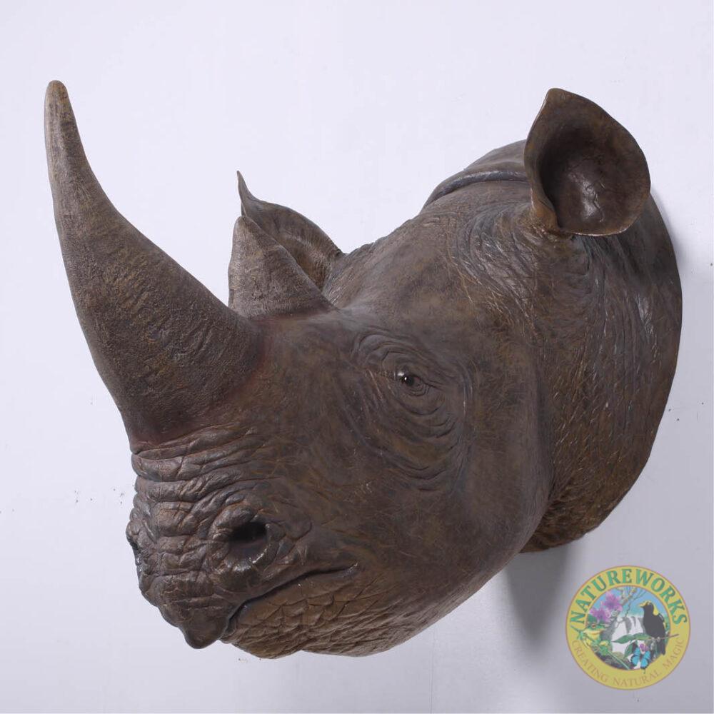 Rhinoceros Head - Wall decor - with mounting brackets - 140052- showing angle view