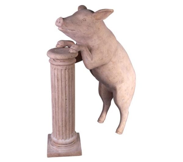 Roman Stone Farm Animal Curious Pig Statue