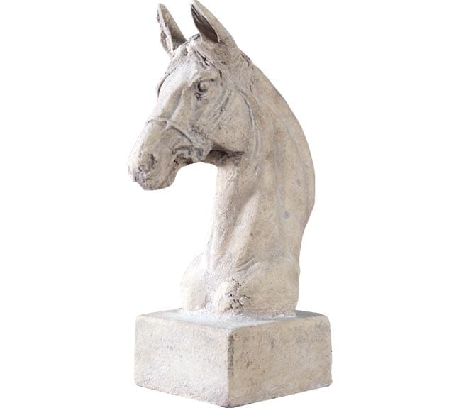 Roman Stone Horse Statue Head On Base