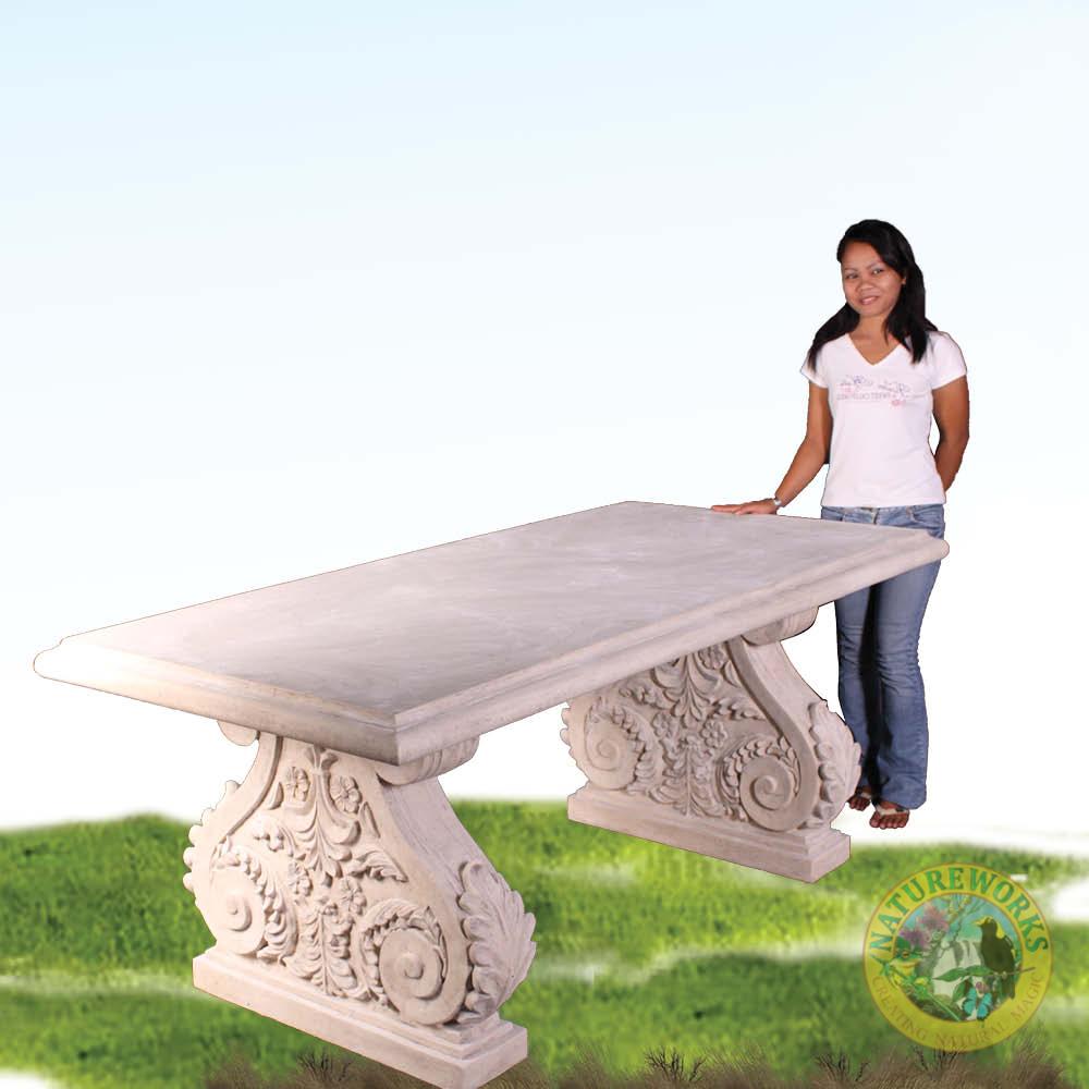 Royal Garden Table - 070402RS - Roman Stone shown with lady