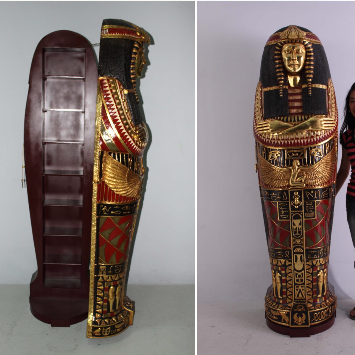Natureworks Australia Egyptian sarcophagus Queen cabinet with sehlves - FOQUS