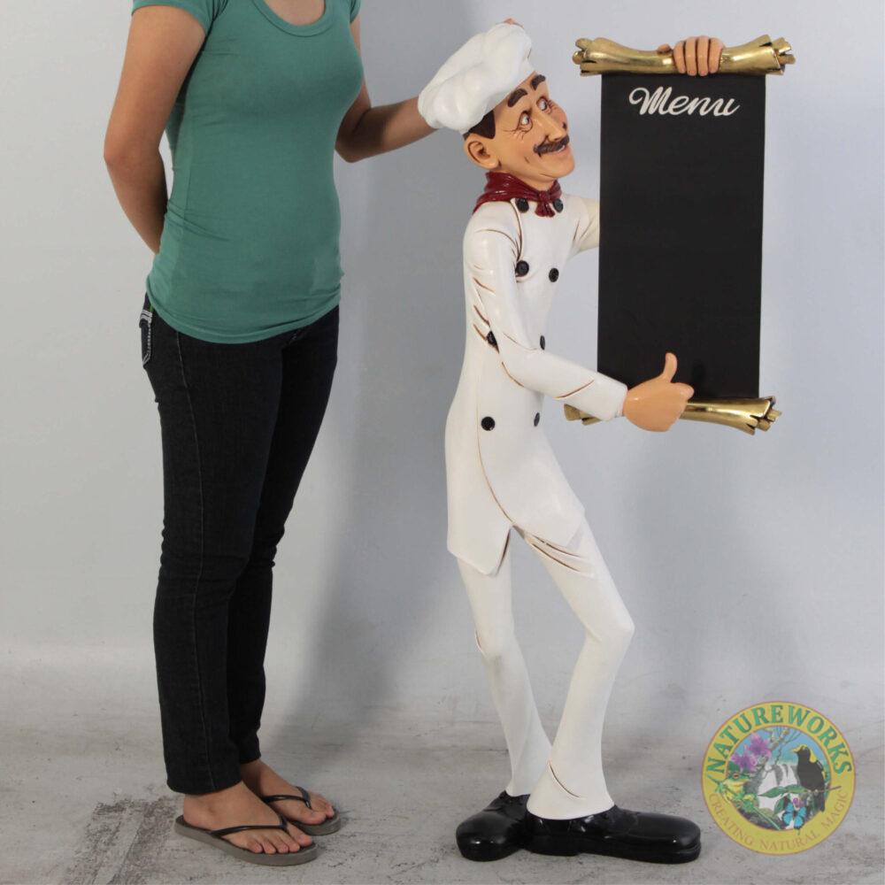 Natureworks Australia Skinny Cheff with menu board - 030509-4ft shown with lady for size comparison