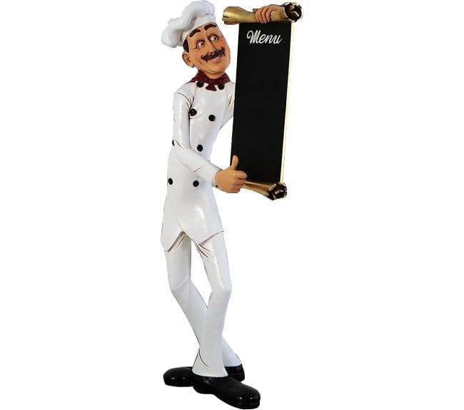 Skinny Chef Statue With Menu Board
