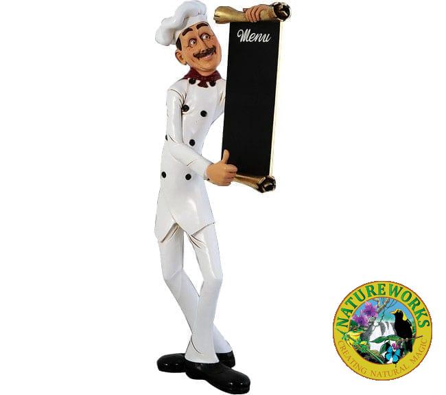 Skinny Chef Statue With Menu Board