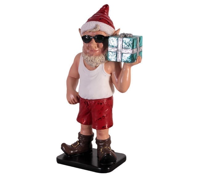Sunny Elf With Gift Christmas Statue