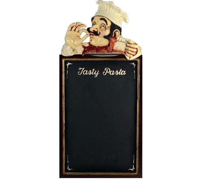 Natureworks Australia Tasty Pasta Menu Board with chef Statue ft