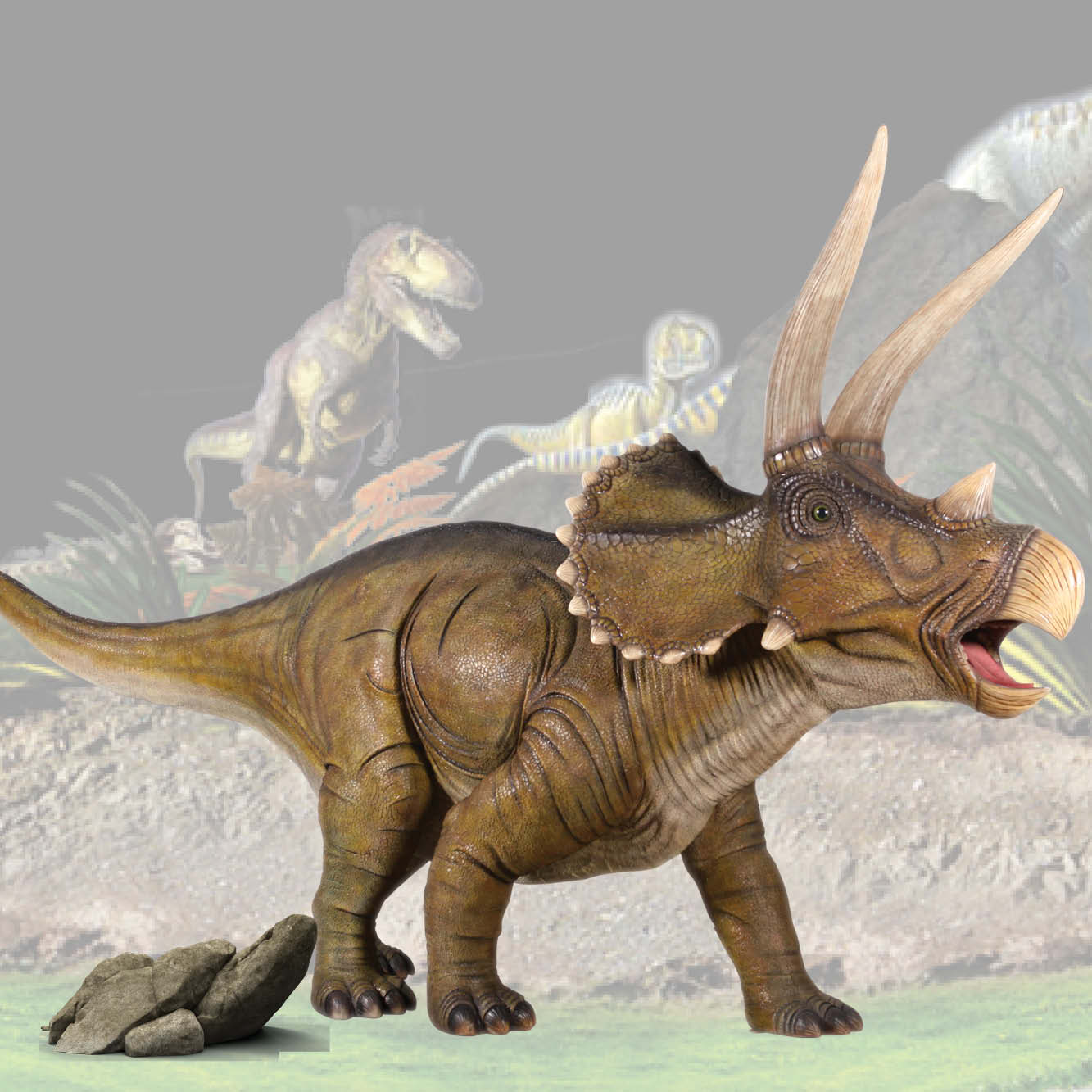 Natureworks Australia Triceratops Dinosaur statue - Giant -SKU: 140098 - angle view