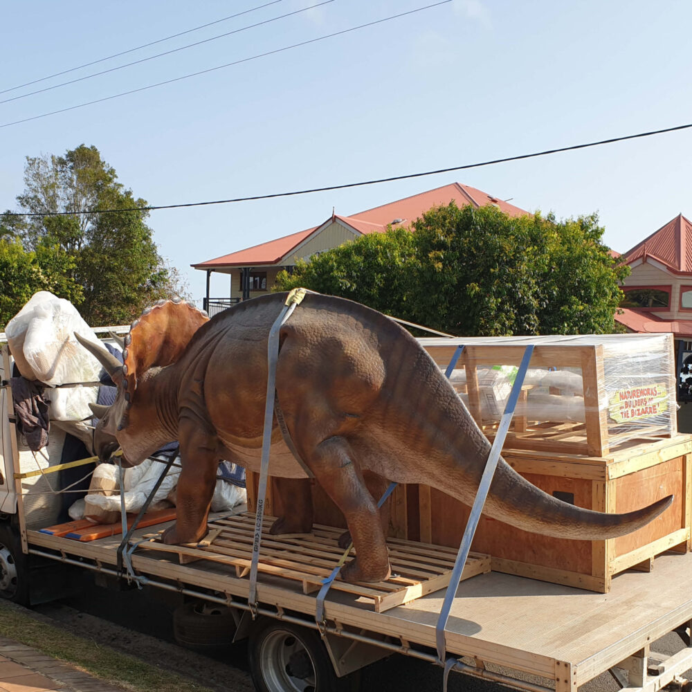 Triceratops - Medium 100048 - delivery to customer at Montville restaurant 100048 - side view on truck