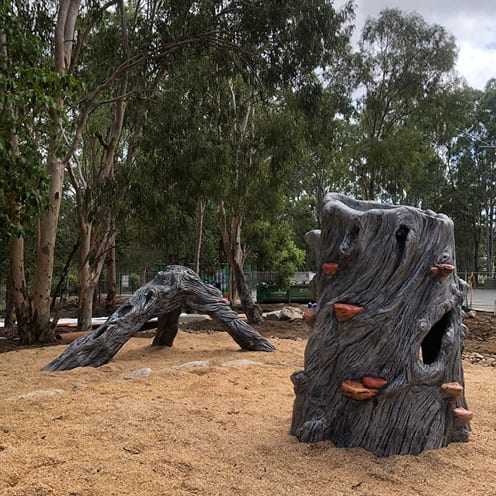 Natureworks Australia Tripod Tree Log Climber Tree Stump Cubby Climber insitu