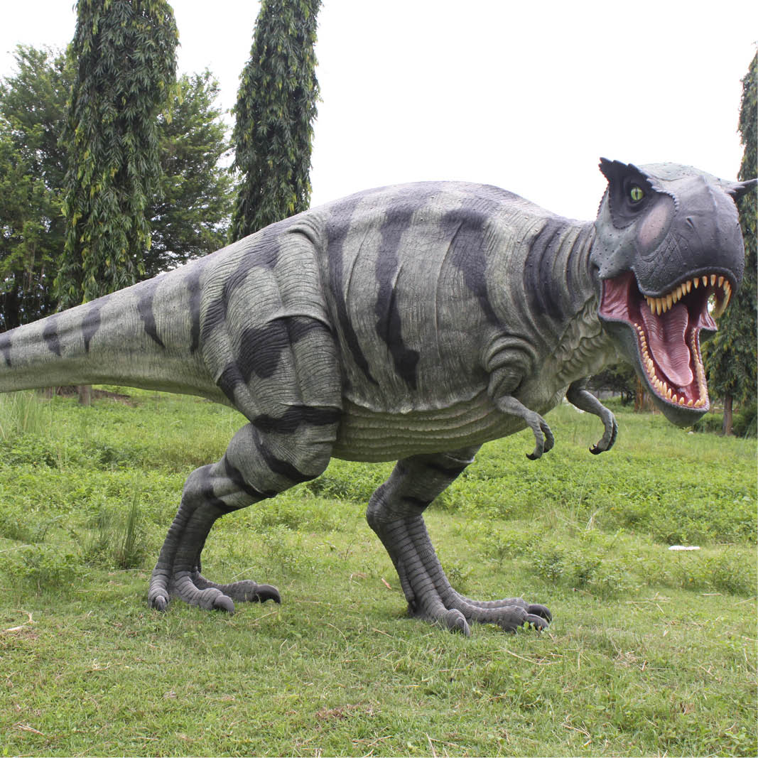 Natureworks Australia Tyrannosaurus Rex also T-Rex dinosaur statue - 110073- shown outdoors