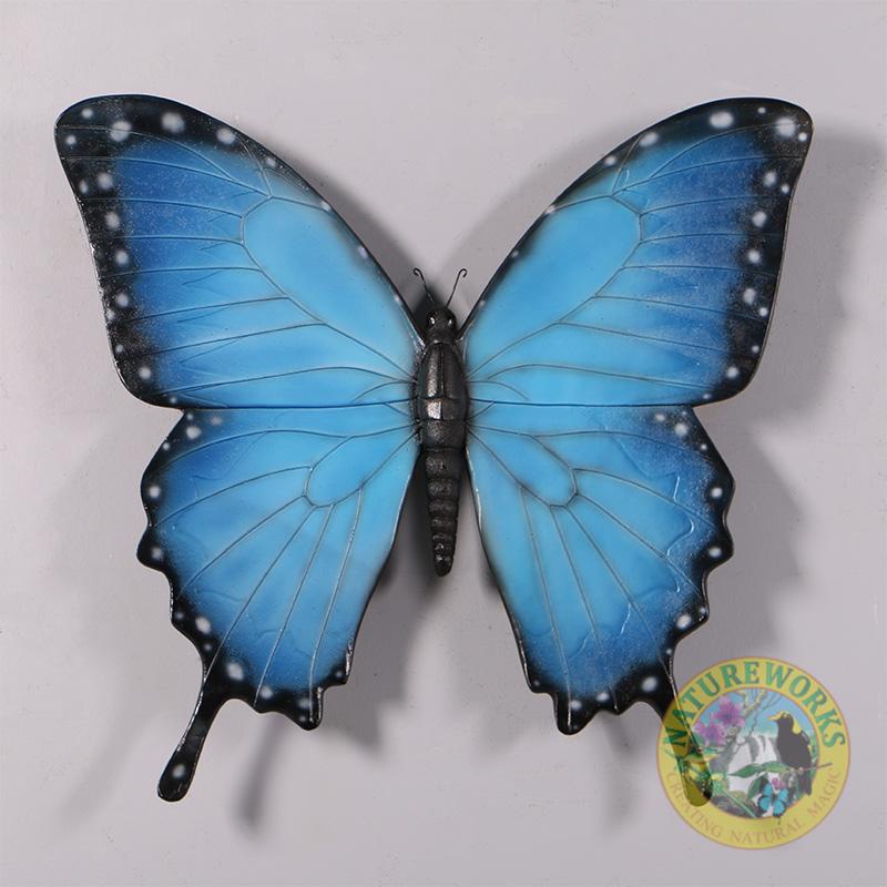 Natureworks Australia Ulysses butterfly wall decor - 150021 shown hanging on wall showing close up details
