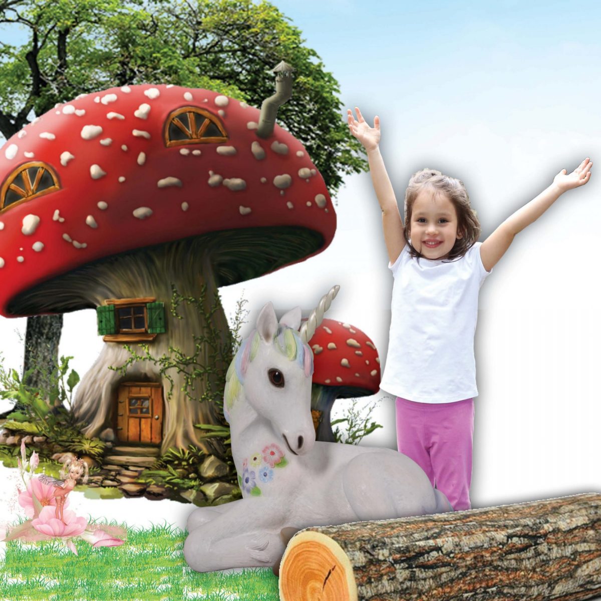 Natureworks Australia Unicornfoalresting statue rainbowcolour