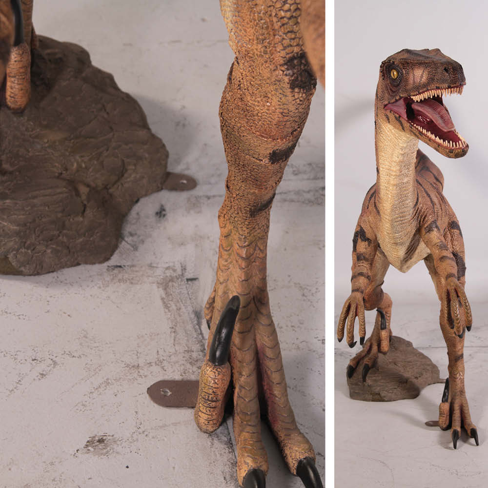 Natureworks Australia Velociraptor Natural - standing - 110015 - showing front foot and front view of dinosaur