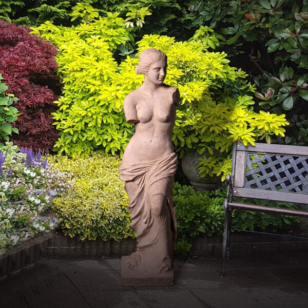 Natureworks Australia Venus De Milo Statue - Roman Stone 150275RS- Shown outside in garden