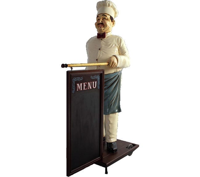 life size Cook Statue with Menu Board restaurant Display ft